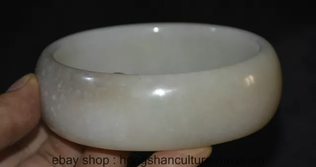 4 " Rare Old Chinese Hetian white Jade Carved Dynasty Palace bracelet bangle