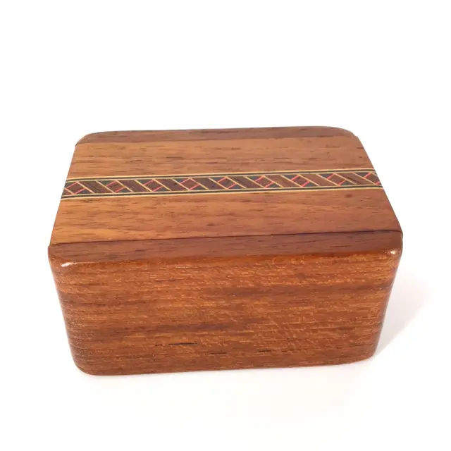 Heartwood Creations Wood Inlay Marquetry Secret Stash Trinket Box Sliding Top