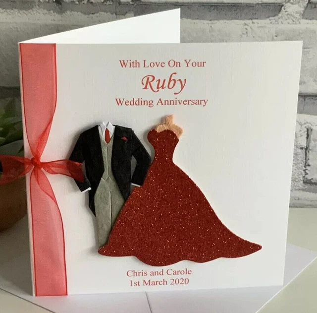 PERSONALISED RUBY WEDDING Anniversary Card 40th Mum & Dad Husband ...