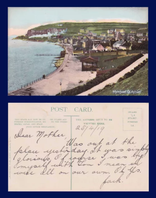 Uk Northern Ireland County Antrim Whitehead Looking Southwest 1919 With Message