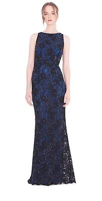 Alice + Olivia Jae Embellished Gown Cocktail Dress Black Blue New Size 2 $1495