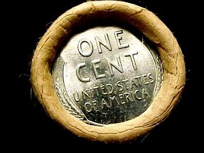 Old Roll Lincoln Wheat Cent Penny Bu+   Steel Reverse /  Tails End Coins Roll