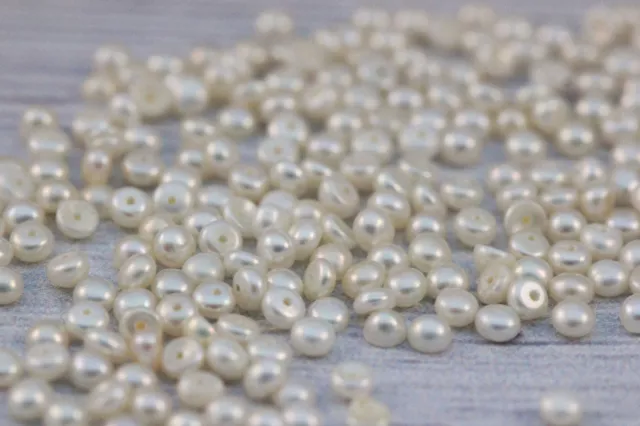 2-2.5mm Tiny White Natural Freshwater Pearl Loose Button Cabochons 100 pcs Bulk