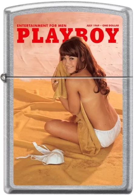 Zippo Playboy July 1969 Street Chrome Windcut Lighter Case New Rare