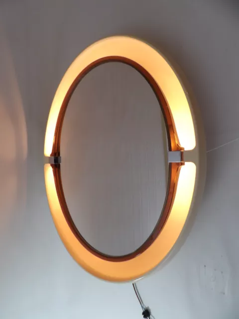 Vintage Allibert Space Age Illuminated Plastic Oval Mirror 1960s 70's Mod. A136