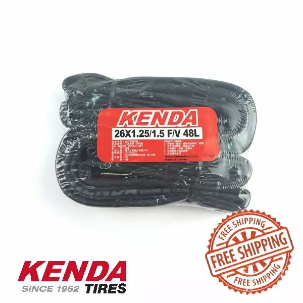 KENDA 26x1.25/1.5 48mm(L) F/V Presta/French Mountain Bike Inner Tubes - 2 pcs