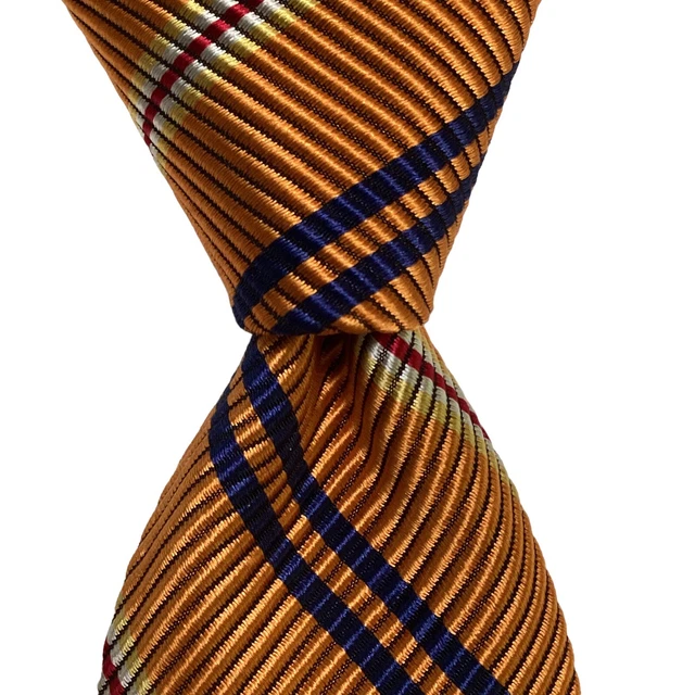 HICKEY FREEMAN Boy's Youth 100% Silk Necktie USA Designer STRIPED Orange EUC