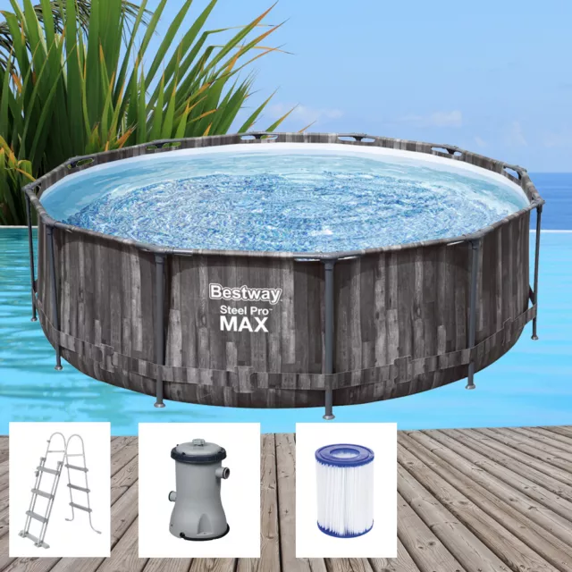 Bestway Steel Pro MAX 366x100cm Pool Filterpumpe und Zubehör Gartenpool 5614X