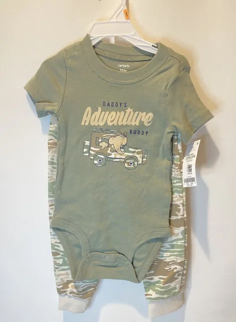 NWT Carters Baby Boy Infant 2 Piece Bodysuit Pants Outfit Safari Camo 12M