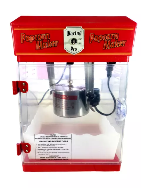 Waring Pro Professional Popcorn Maker Theater Style Countertop Kettle Popper Red