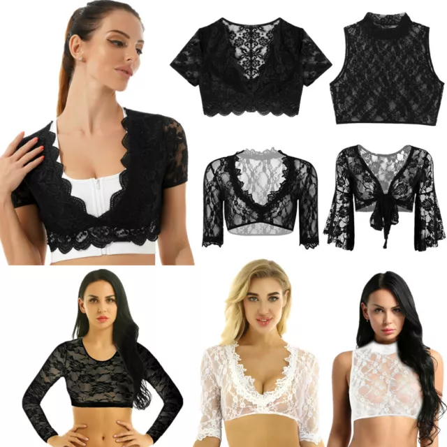 SEXY WOMENS DEEP V Neck Lace Crop Top Summer Hollow Out T-Shirt