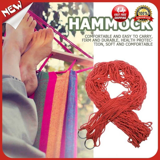 UK Tragbares Nylon Hängebett Netz Schaukel Schlaf Camping Reise Hängematte (rot)