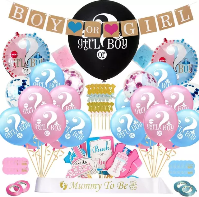 107 PEZZI GENDER Reveal Party Kit, Baby Shower Decorazioni Con
