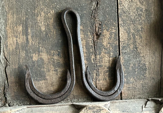 Rare Old Vintage Primitive Hand Forged Rustic Iron Lamp /Lantern Ceiling Hook