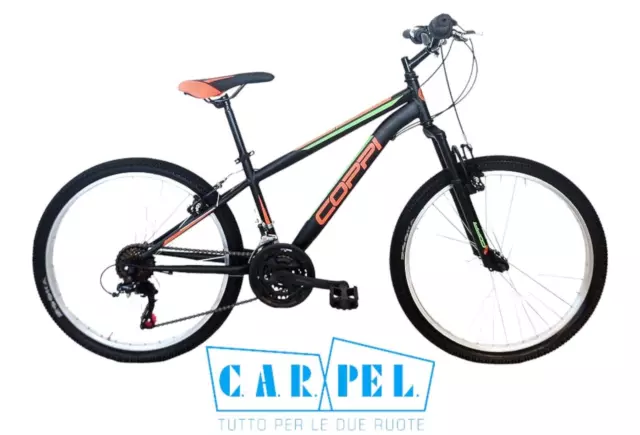 Bici Ciclo Mtb 24' Ragazzo Cambio Shimano 21 Velocita Ammortizzata Nero Arancio