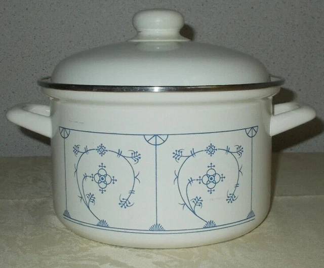 Vintage Emaille Kochtopf Mit Deckel - Retro Blumendesign Für Induktion & Gas