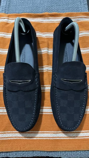 Louis Vuitton Men's Navy Suede Damier Shade Car Shoe Loafer – Luxuria & Co.