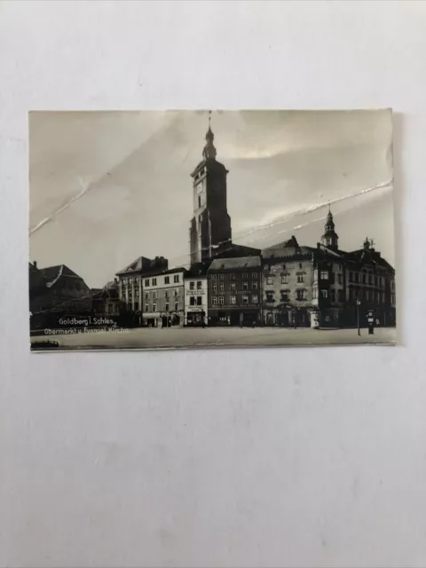 Goldberg in Schles. Obstmarkt und Evangel. Kirche. 1930er. Złotoryja Polen