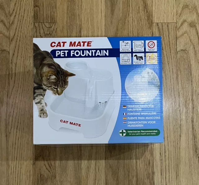 Cat Mate 2L Drinking Water Fountain, Cat Fountain for Cats and Small Dogs