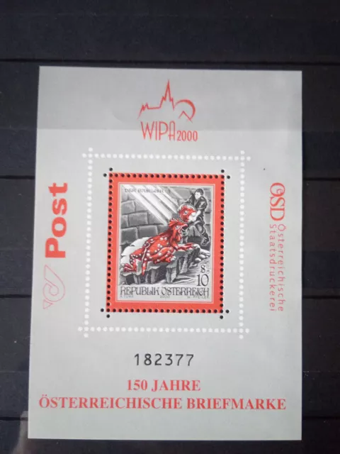 Briefmarke Österreich 2000 Block WIPA 2000