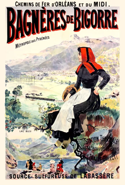 Affiche chemin de fer Orléans & Midi - Bagnères-de-Bigorre