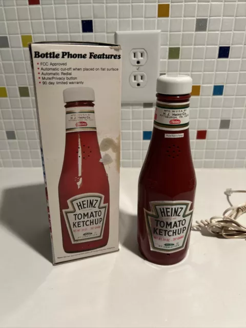 Vintage Heinz Tomato Ketchup Bottle phone in box with instructions 1984