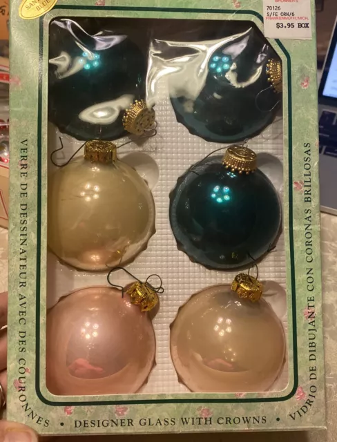 Green Pink & Ivory 6 Balls Christmas by Krebs