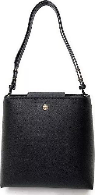NWT Tory Burch 134837 Emerson Large Double Zip Tote Black Saffiano Leather  Bag