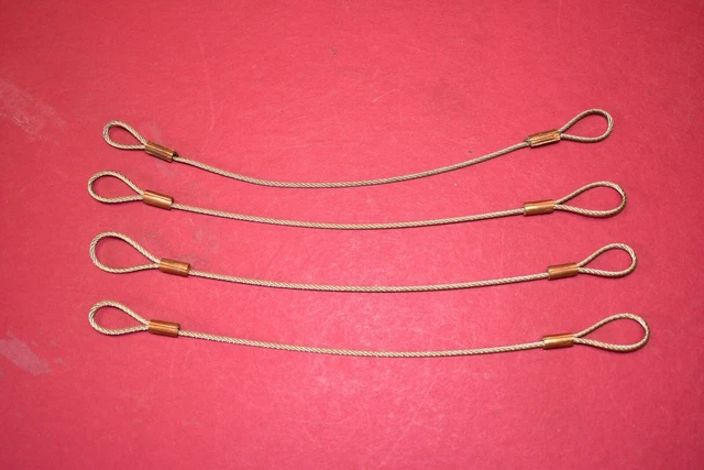 Four  8" Long Steel Cable Loop & Eye End Lanyards