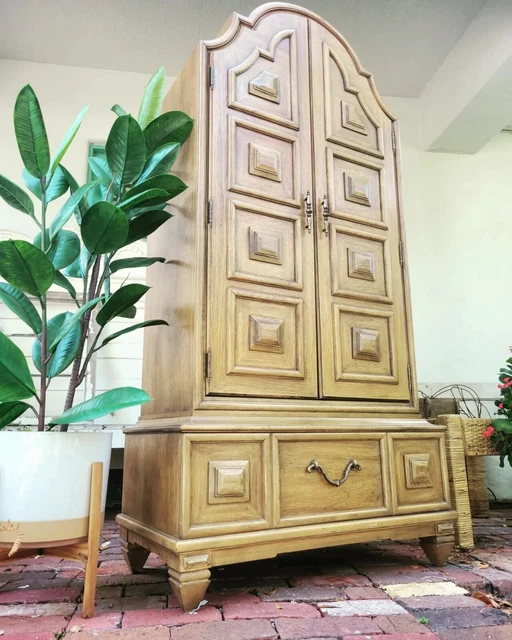 Vintage Thomasville Pecan highboy tallboy chest of drawers dresser boho farmhemi