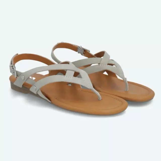 Sarto Franco Gray Gretchen Adjustable Strappy Flat Sandal