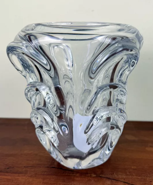 Val saint Lambert : vase estampillé en cristal vers 1960 2