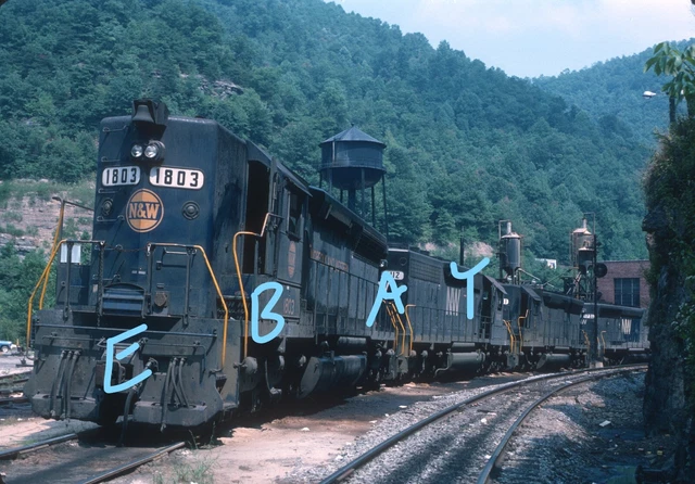 Norfolk & Western N&W SD45 Mullens WV Scene 1975 Original Kodachrome