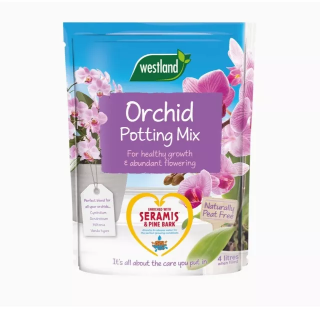 Westland Orchid Potting Compost Mix and Enriched with Seramis, 4L