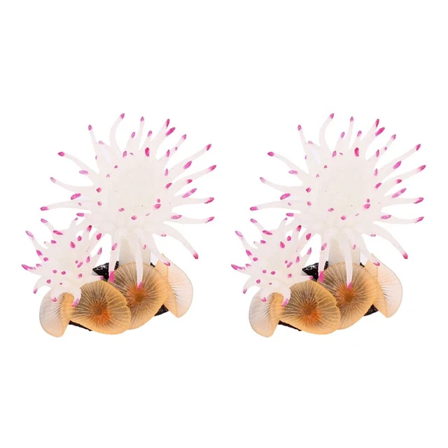 2X Acuario Coral Coral Coral 8,9cm Blanco? Fucsia D2M7