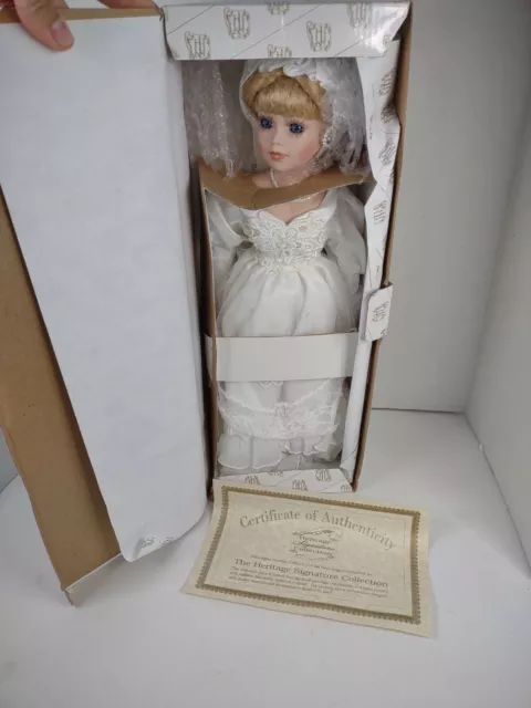 THE HERITAGE SIGNATURE COLLECTION Porcelain Bride Doll Caitlan's Wedding Day NEW
