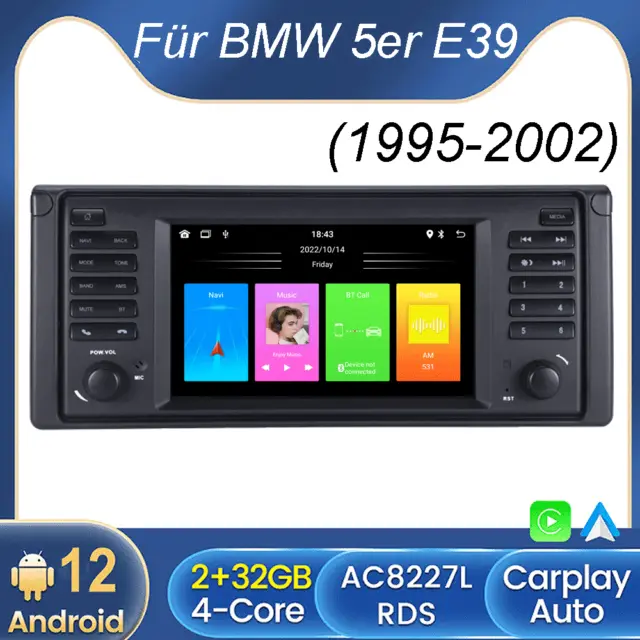 7'' Autoradio Für BMW E39 E53 X5 5er GPS Navi Android 12 WiFi RDS CarPlay BT USB