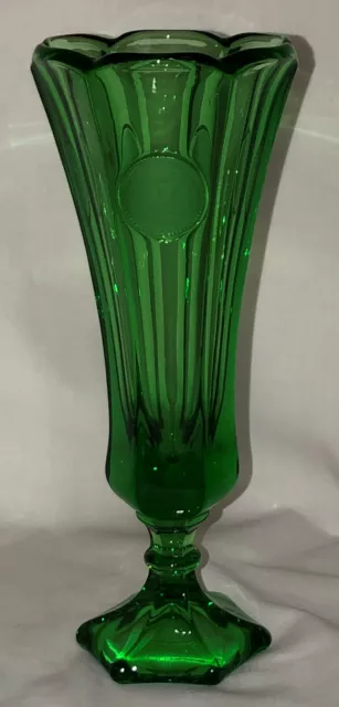 Fostoria COIN FROSTED *EMERALD GREEN* 8" BUD VASE