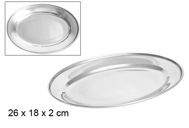 Plateau De Service Métal Miroir – 37,5 X 25 Cm – Argenté, Occasion
