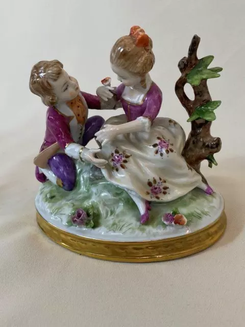 Vintage hand painted Unterweissbach Thuringia Porcelain Romantic Scene group