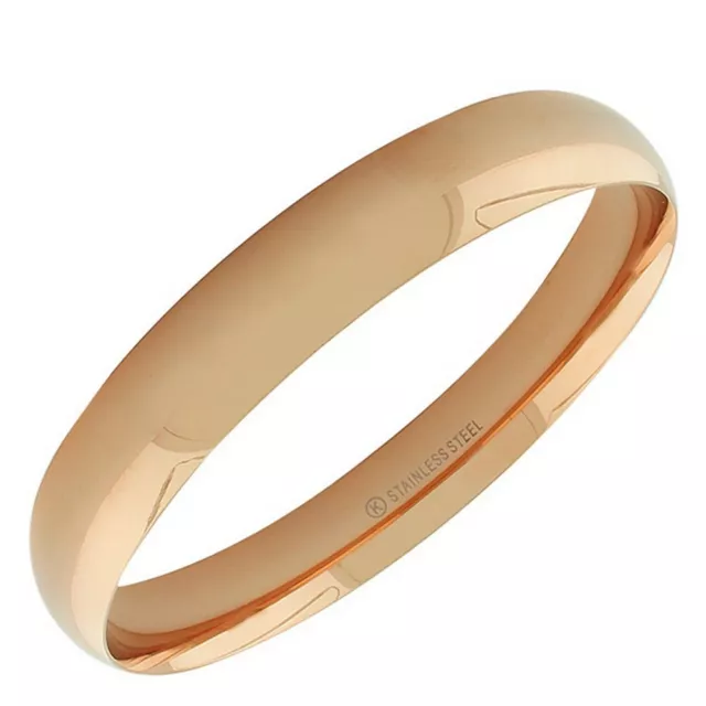 Stainless Steel Rose Gold Tone Womens Classic Bangle Bracelet