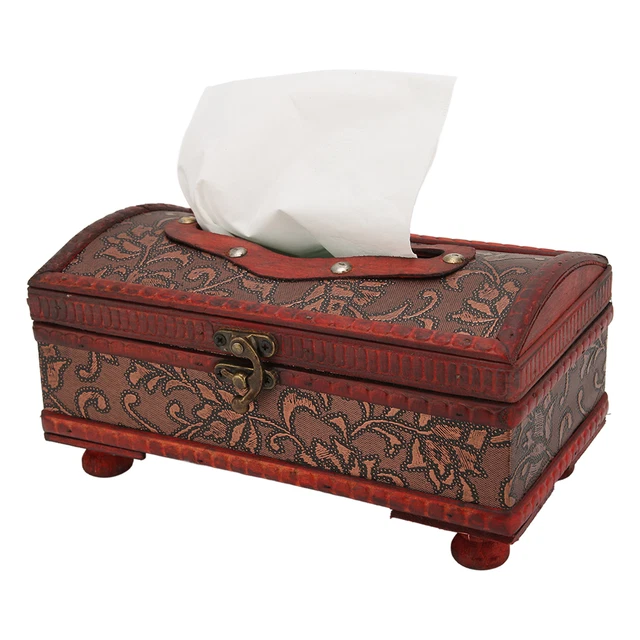 Napkin Storage Container Buckle Thickening Vintage Paper Pumping Case Wood For