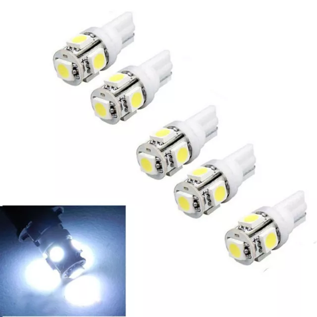 50x White 5SMD LED 501 T10 W5W Push Wedge Capless Side Light Bulbs 5000K 6000K 3