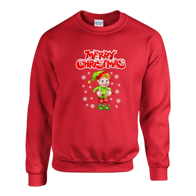 ELF Merry Christmas Jumper, Funny Santa Ugly Xmas Day Gift Sweatshirt Unisex Top
