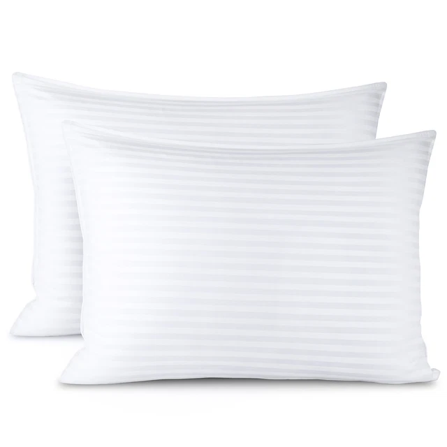 2 Pack Down Alternative Pillow 100% Cotton Cover Luxury Soft Plush Bed Pillow