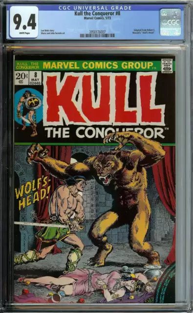 Kull The Conqueror #8 Cgc 9.4 White Pages  // Marvel Comics 1973