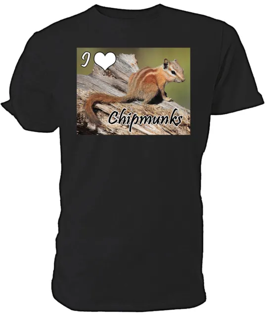 I Love Chipmunks T shirt, WILDLIFE Choice of size & colour mens/womens dtf print