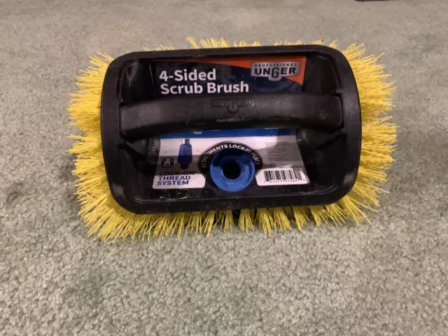 Unger Scrub brush Lock On Pole 4 Sided Handheld Scrubbing Stiff deck brush boat