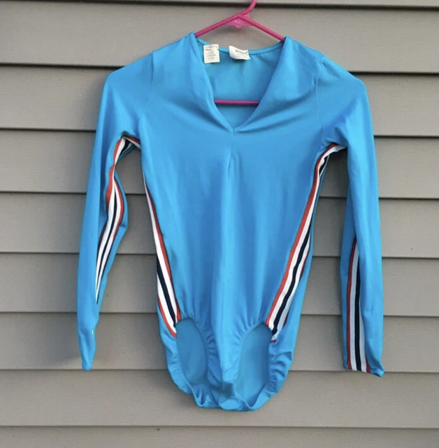 NOS vintage 80s Danskin Azure nylon gymnastics Leotard medium