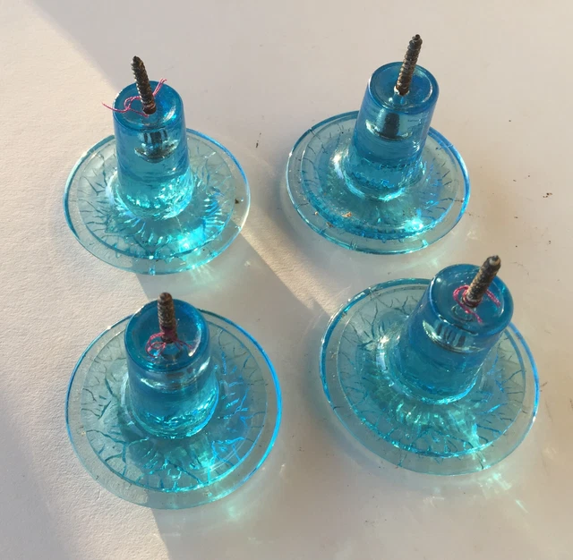 Antique Set Of 4 Light Blue Glass Drapery Curtain Tie Backs 2